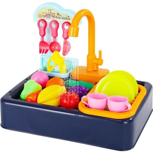 Kids Kitchen Toys Electric Simulation Dishwasher Toys Educational Sink Dishwashing Games Girls Cutting Food Pretend Play Toys