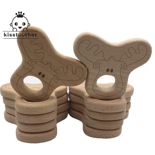 Baby Teether Cattle Pendant Baby DIY Jewelry Pendants Necklace Bracelets Accessories BPA Free Pacifier Wooden Teether