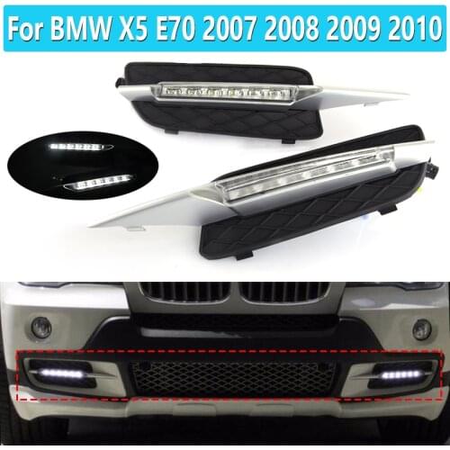 2 Pcs 12V Car DRL LED Daytime Running Light Daylight For BMW X5 E70 2007 2008 2009 2010 Super Brightness Waterproof