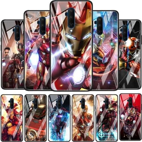 Iron Man Cool Marvel Glossy Protection Cover for OnePlus 9R 9 8T 8 7T 7 Pro Nord Z 5G Luxury Tempered Glass Phone Case