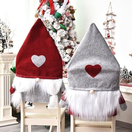 1pc Santa Claus Snowman Hat Chairs Cover Cartoon Printed Non-woven Fabric Chairs Cover 2020 Merry Christmas decor TSLM1