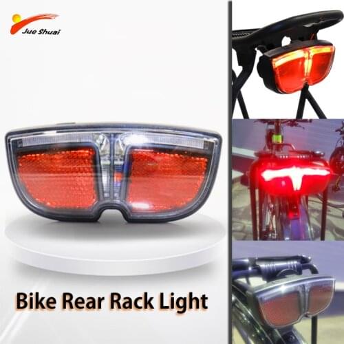 Jueshuai LED Rear Light for Bicycle Red Reflector Tail Light for Rear Rack Carrier Luggage Cycling Accessories Bike Bicycle