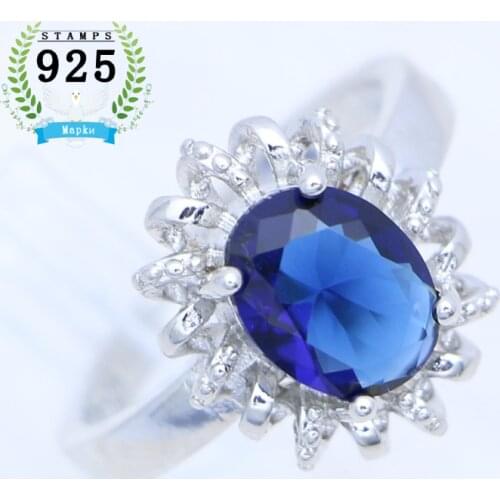 Ring for Woman Sapphire 925 Sterling Silver Open Ring Gift for Bride Vintage Jewelry