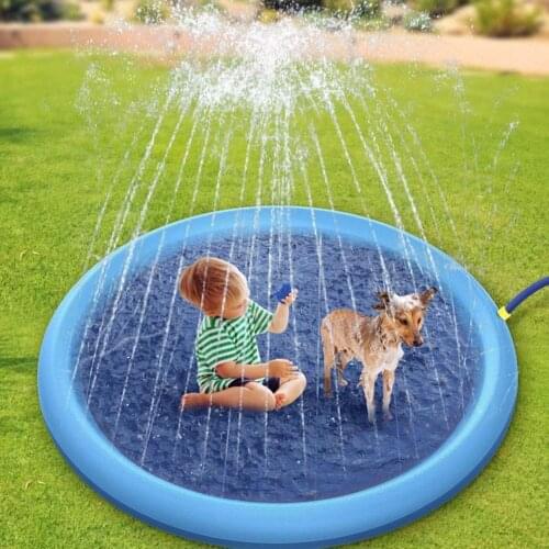 KOMMILIFE Outdoor Splash Sprinkler Dog Swimming Pool Thicken Pet Dog Pool Removable Pool For Dogs Interactive Toys for Kids Dogs