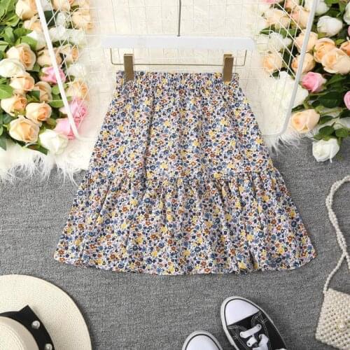 Sutimine Summer Womens Skirt with Shorts 2021 High Waist Floral Printing Kawaii Skirts Women Cute Sweet Girls Puffy Mini Skirt