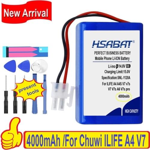 Top Brand 100% New 4000mAh Battery for Chuwi ILIFE A4 A4S V7 V7s A6 V7s pro X620 Robot Vacuum Cleaner Lithium 18650 free gfit