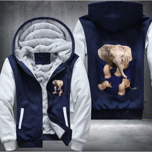 Cute elephant, thick zip-up hoodie, elephant winter coat casual hoodie beautiful gift
