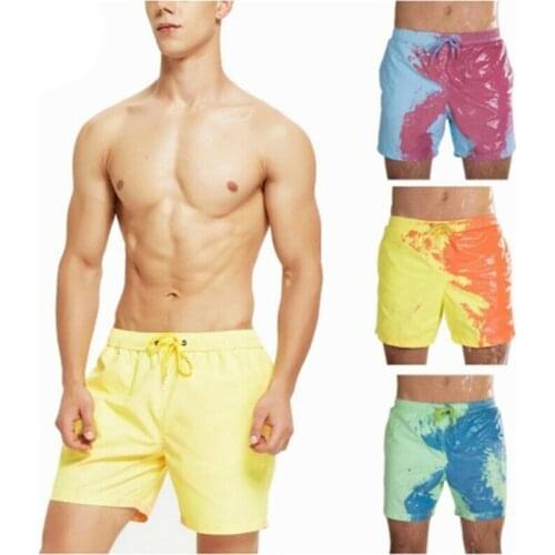 Mens temperature-sensitive beach pants Mens Short Swim Trunks Durable Compression Shorts Bathing Suits for Men Racing