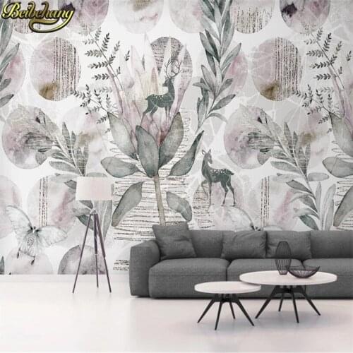 Beibehang Custom photo 3D mural wallpaper Modern minimalist nordic green fresh leaf retro wall paper TV background bedroom decor