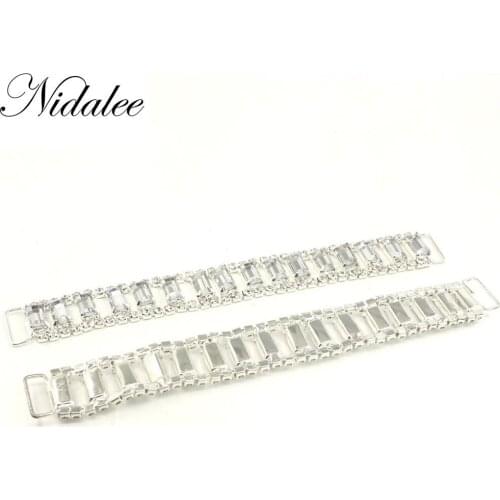 Nidalee 145mm Bikini Connectors Rhinestone Chain Bra For Swimming Wear Buckles Bridal Applique Crystal Embellishments 2pcs