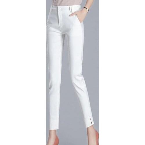 Plus Size 4XL Solid Suit Pencil Pant For Women Casual Slim White Ankle-Length Pants Female Office Lady Work Trousers Female