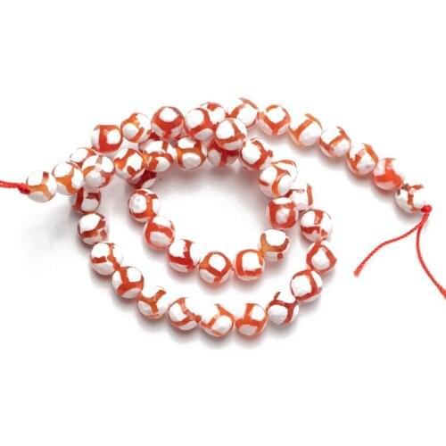 Wholesale Natural Stone Faceted Red Tibetan Agates Beads Round Loose Beads 8mm 10mm 12mm Needlework DIY Necklace Bracelet