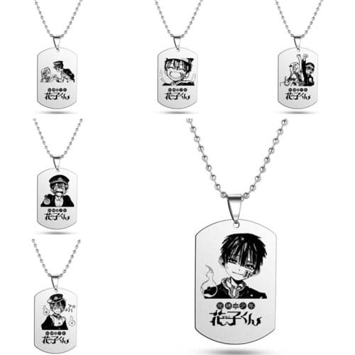 Toilet Bound Hanako Kun Necklace Anime Jibaku Shounen Hanako Kun Black Stainless Steel Tag Pendants Necklaces Jewelry Gift