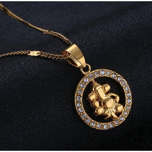 Gold Color Pendant Necklace Indian Yoga Pendant Hindoo Hindu Buddhist AUM OM India Religion Jewelry
