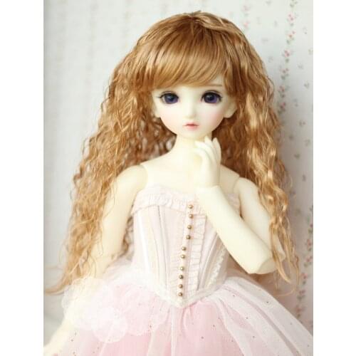 BJD Doll Wigs Fits 1/4 MSD SD Size Fashionable Super Fairy Bian Bian Noodle Roll Medium Long Wigs Mohair Golden Brown
