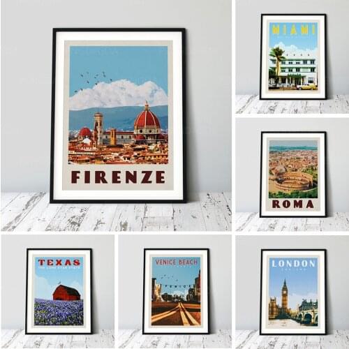 Print Nordic Poster Picture Modular House Building Street Canvas Flower Field Painting Decor Home City Scenery No Frame Wall Art