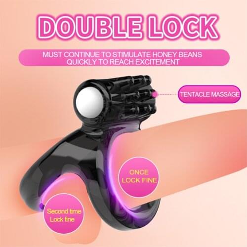 Dick Penis Dual Ring Vibrator Ring for Penis Adult Sex Toys Cock Extender Ring Delay Ejaculation Cockring Erotic Sex Shop