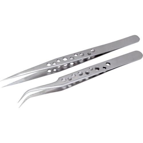 Perforated stainless steel camera, elbow pointed frosted hand feel non-slip DIY tweezers clip electronic mobile phone repair too