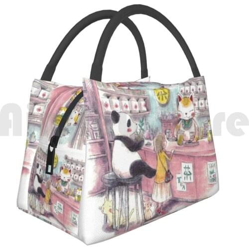 Portable Insulation Bag Tea Shop 1319 Tea Shop Tea Tea Lover Panda Cat Lucky Cat Maneki Cat