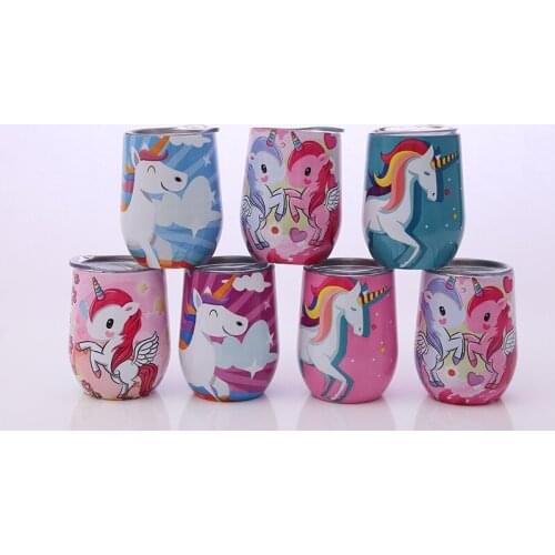 Quevinal 20pcs 9oz Unicorn egg cups wine glass 9oz wine tumbler double wall stainless steel Beer Vacuum Insulated Coffee Cups