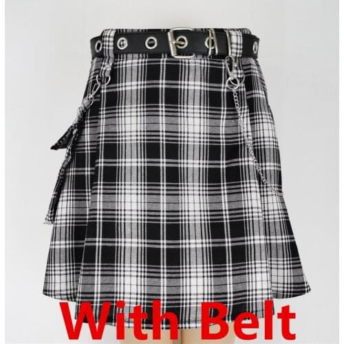 With Belt Harajuku Punk Gothic Black High Waist Black Skirts Women Sexy Patchwork Bandage Mini Skirt Female Streetwear Skirt