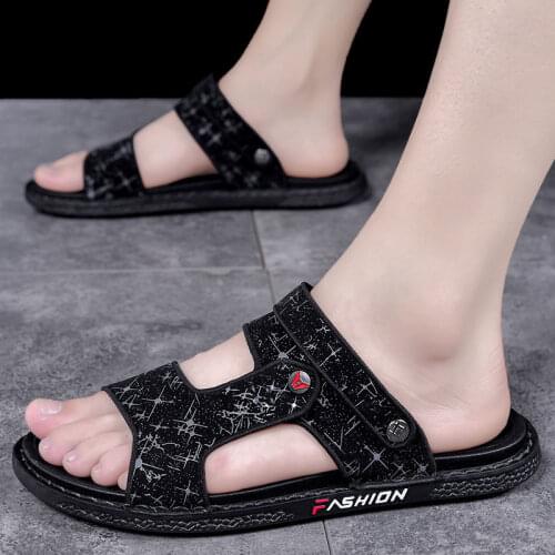 Waterproof Non-Slip Sandals Cow Leather Mens Soft Bottom Wear-Resistant Slippers Dual-Purpose Breathable Sandals