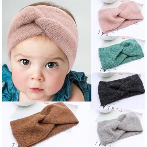 Baby Hat Soft Knitted Warm Solid Color Newborn Kids Hats for Boy Girl Winter Spring Cross Knotted Elastic Women Girls Headband