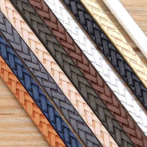 1Pcs 120 x 5mm 10 Color Weave PU Leather Cord & Rope Diy Jewelry Findings Accessories Jewelry Making Material For Bracelet