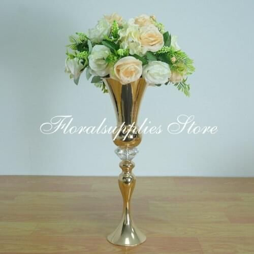 Wedding decorative metal flower vase centerpieces trumpet flower vase Table Centerpiece Flower Rack Road Lead Home Decoration