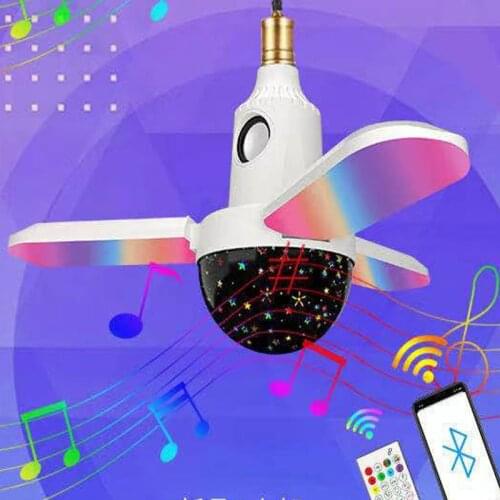 E27 AC85-265v blade LED bluetooth speaker RGB night light starry sky light indoor atmosphere light 32W Foldable Led Light Bulb