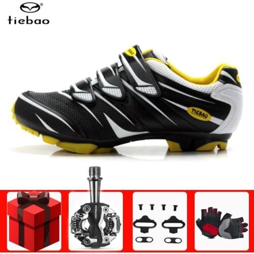 Tiebao cycling shoes MTB Mountain Bike Shoes Racing Bike SPD pedals set Sneakers Mens Self-Locking Athletic Riding Bicycle Shoes