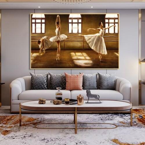 Vintage Ballet Dancing Girls Canvas Painting Classical Ballerina Posters and Prints Abstract Wall Pictures for Living Room Decor