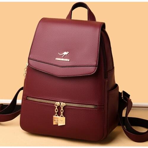 Large Capacity Travel Backpack for Women 2021 Mochilas Para Mujer Fashion Leather Waterproof Laptop Computer Back Pack Brand New