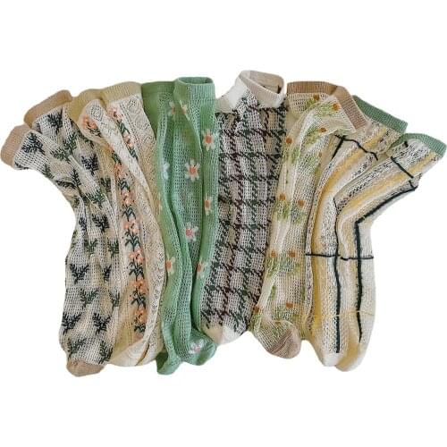 1pair New Plaid/Floral Kids Summer Socks Toddler Boys Girls Knee High Long Sock Hollow Out Baby Socks Mesh Girls Princess Socken