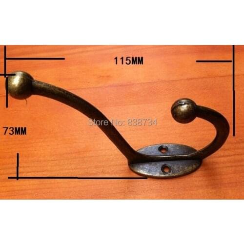10pcs 115*73mm double hook metal coat hooks key bag hook vintage retro finishing clothes