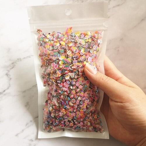 100g Soft Pottery Slime Fruit Slices Cake Flower Filler Nails Art Tips Slime Fruit For Kids DIY Slime Accessories