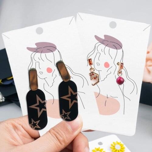 100pcs/set Earring Necklace Display Card Holder Set Cartoon Stick Figure Pattern Card For Displaying Earrings Necklaces Jewelry