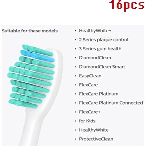 16pcs/lot Replacement Toothbrush Heads with cap for HX6530 HX9340 HX6930 HX6710 HX9140 HX6930 HX6100 HX6150