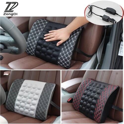 ZD 12V Massage Lumbar Support Cushion Car Seat Pillow For BMW E90 F30 F10 X5 Audi A3 A6 C5 C6 Opel Insignia Alfa Romeo Ssangyong