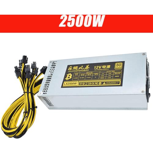 New 2000W Bitcoin Mining PSU PC Power Supply Computer Mining Rig 8 GPU ATX Ethereum Coin 12v 4 pin Power supply