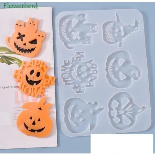 Halloween Decor Funny Pumpkin Lantern Silicone Mould DIY Pumpkin Crystal Epoxy Resin Molds Room Listing Cake Decorating Tools