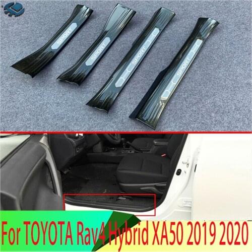 For TOYOTA Rav4 XA50 2019 2020 Decorate Accessories Inner Inside Door Sill Panel Scuff Plate Kick Step Trim Cover