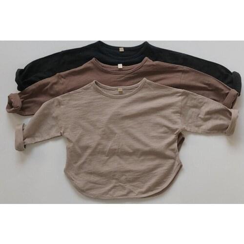 Kids T-shirts New Spring Model Childrens Clothing Boys Tops Casual Loose Round Neck Babies' Long Sleeve Fashion Solid T-shirt