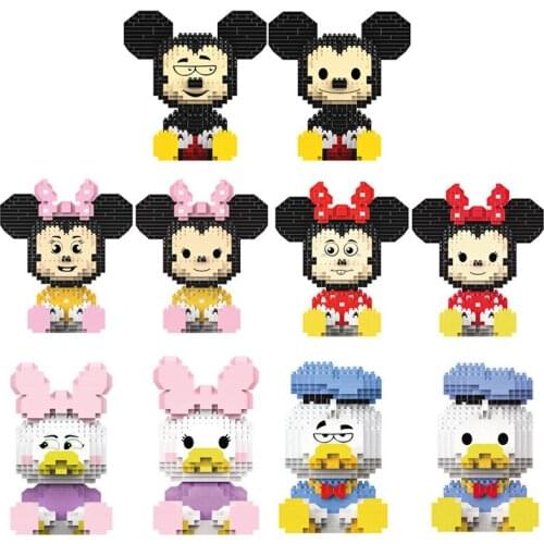 Disney nanobrick funny cartoon figures micro diamond block two face Minnie Mickey Mouse Daisy Donald Duck Goofy build brick toy