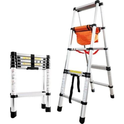 Home Herringbone Ladder Aluminum alloy Thickening Walkable Engineering Ladder Household Folding Telescopic Ladder (1.4m/1.7m/2m)