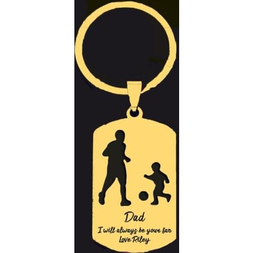 Custom Name To Football Daddy Gifts Fashion Engraved:Dad I Will Always Be Your Fan Love.Three Color To Choose Dog Tag Keychain