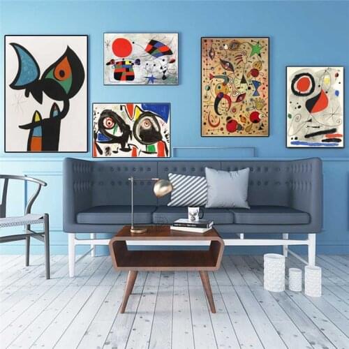 Joan Miro Surrealism Art Abstract Canvas Paintings Poster and Print Retro Wall Art Picture for Living Room Cuadros Home Decor