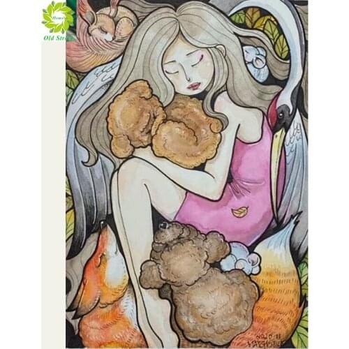 OSH 5D Diamond Embroidery Sale Girl Diamond Painting Full Drill Square Flower Diamond Mosaic Animals Rhinestones Pictures