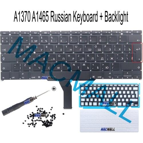 New A1370 A1465 Russian Keyboard For Macbook Air 11" A1465 A1370 2011-2015 Year RU Keyboard + Backlight +Keyboard Cover + Screws
