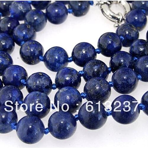 Newly lapis lazuli natural stone hot sale round beads diy long chain strand necklace for women high grade jewelry 35inch MY4550